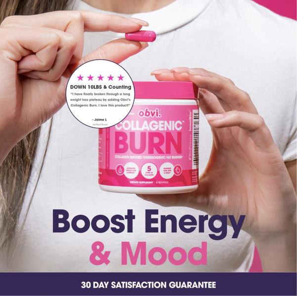 A 1:1 format ad creative using a customer testimonial and product-in-hand visual to build instant trust with potential supplement buyers.